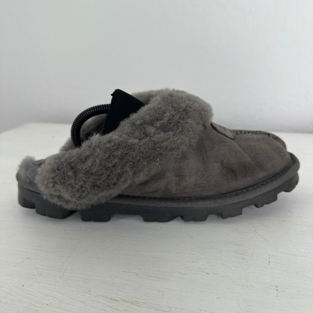 UGG Slippers Womens 7 Coquette Charcoal Grey Sheepskin Suede 5125 - Picture 7 of 12